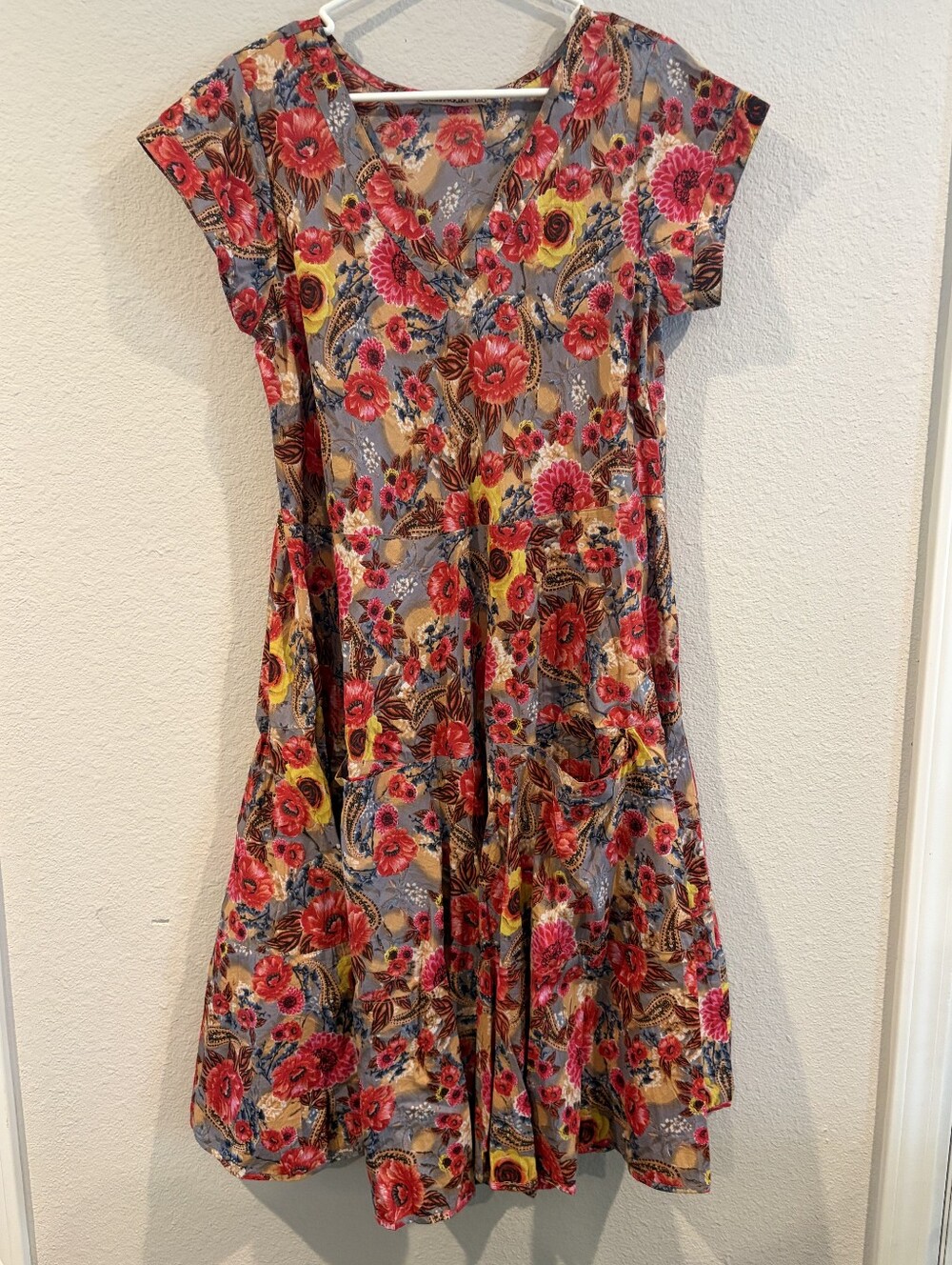 Dress Addict Womens Vintage Floral Paisley Print 100% Cotton Midi Dress Size Med